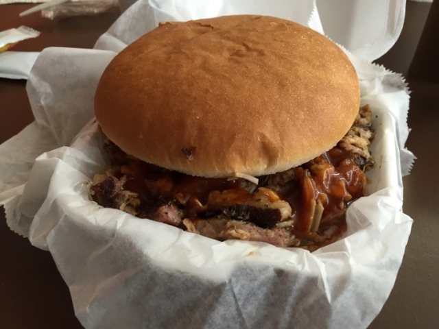 The pork sandwich - which was six inches in diameter